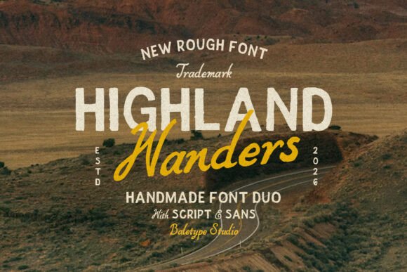 Highland Wanders: The Rough Hand-Drawn Font Duo for Authentic Design