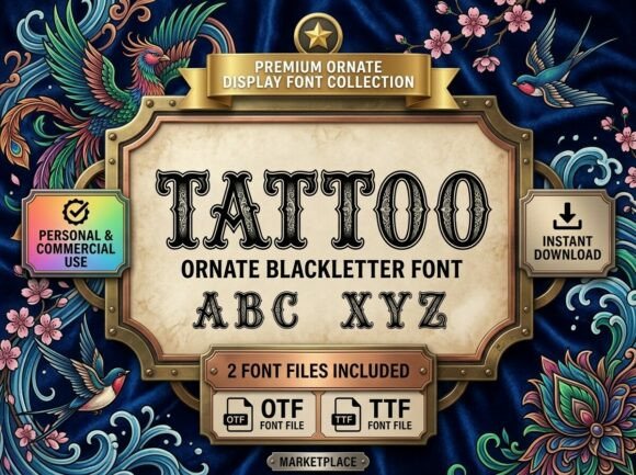 Tattoo: Commanding Attention with Ornate Blackletter